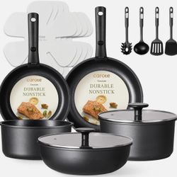 19 PCS Nonstick Cookware Set Pots Pans Induction Dishwasher Oven Safe Detachable BLACK