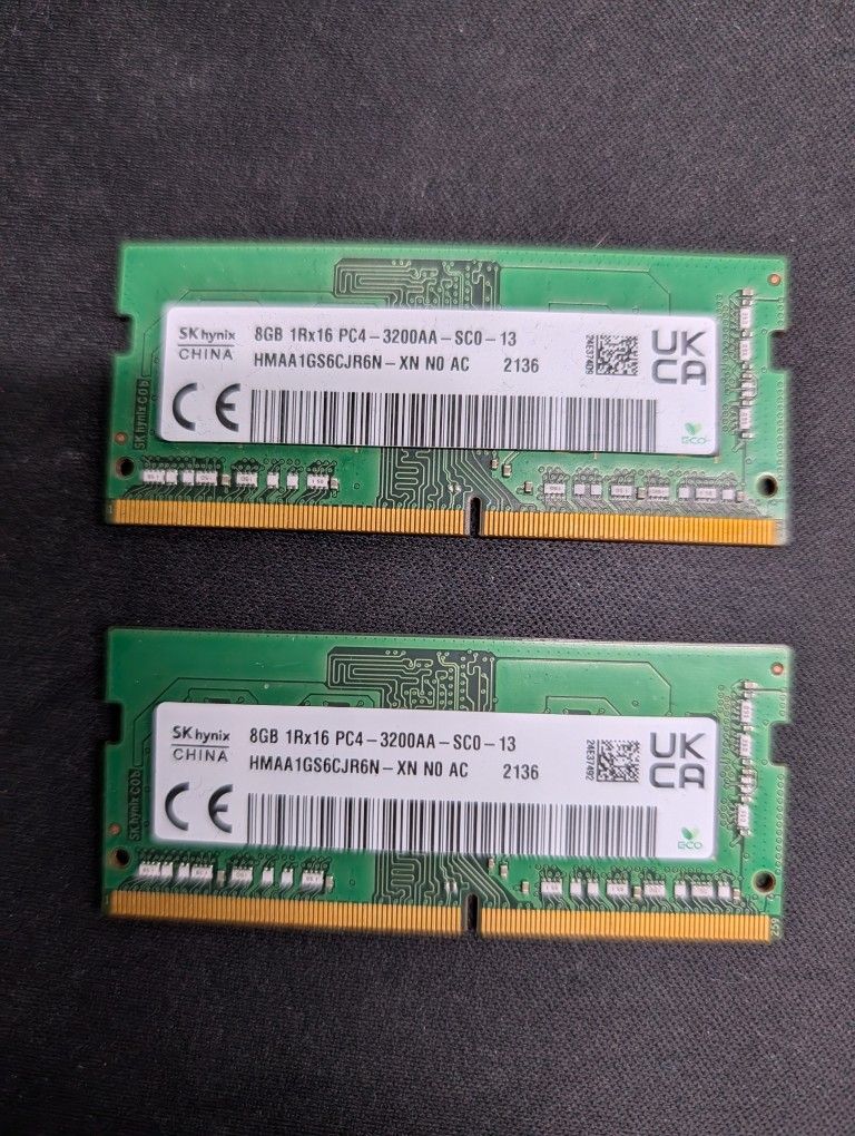 16GB SODIMM DDR4 (2x8GB RAM memory stick for laptop)