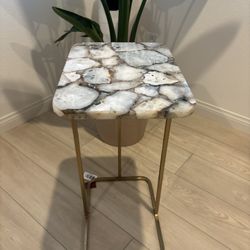 Gold End Table With Agate Top