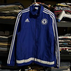 Mens Medium Chelsea FC  2015 - 2016 Adidas Training Pre Match Windbreaker Warm Up Jacket