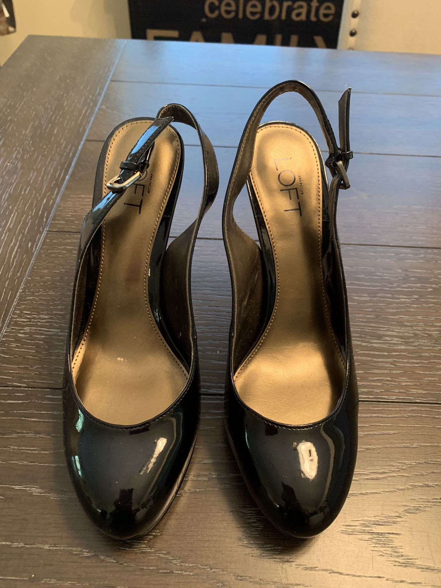 Loft patent sling back heel. Size 7.