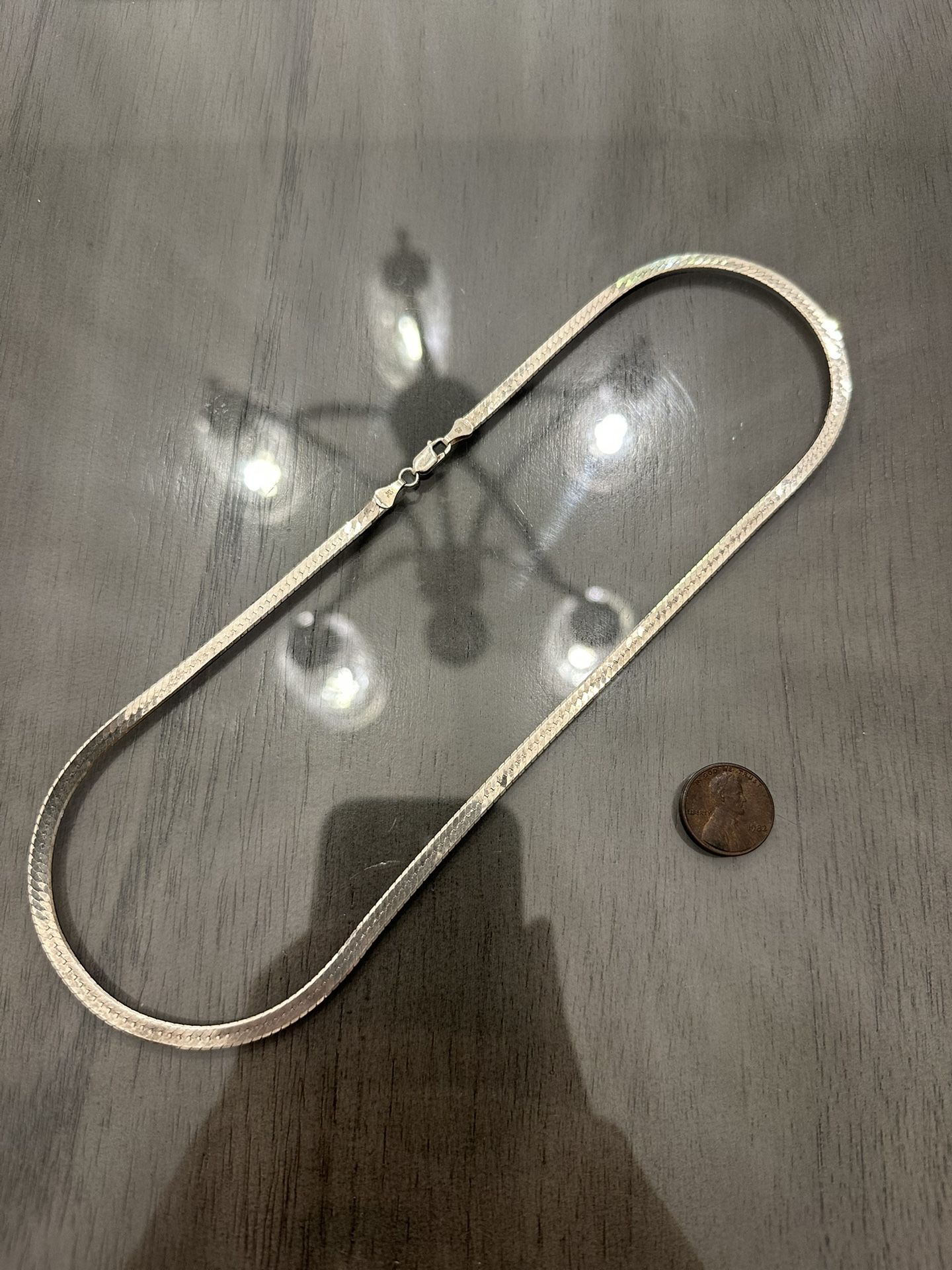 Solid 925 Sterling Silver Herringbone Chain 20” 5mm Wide 