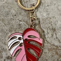 Large Variegated Leaf Key Chain