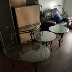 4 Set Glass Coffee Tables End Tables Entry Way Table OBO