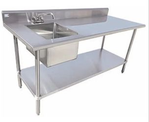 🚰💦Serv-Ware TSF-3072-L 72" Work Table with Prep Sink(s) / Bowl on Left - 16 Gauge🚰💦