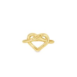 10k Yellow Gold Heart Knot Band Ring 