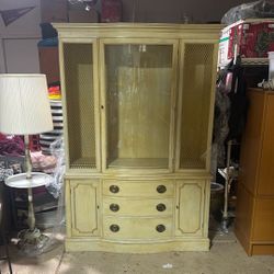 Vintage Cabinet With Curved Glass Door