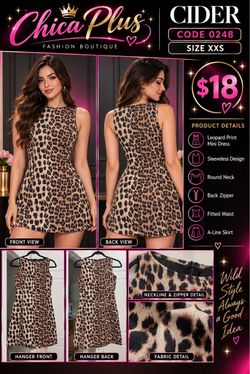 Cider Leopard Print Mini Dress XXS