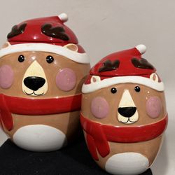 Magenta Reindeer Christmas Cookie Jar Set