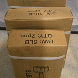 Brand New Never Opened pair of 5lb, 10lb, and 15lb dumbells bundle