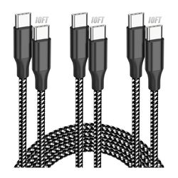 Brand new USB C Cable,3 Pack 10FT USB C to USB C 60W Fast Charging Cable, Nylon Braided Type C Charger Cable