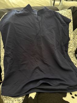 Navy Blue Short Sleeve Henley Top