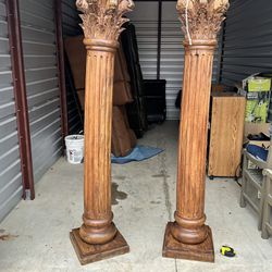 2 English Georgian Style Mahogany Carved Columns