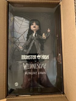 Monster High x Wednesday Collectible Doll, Wednesday Addams in Black Dress