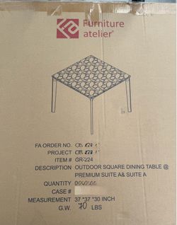 Outdoor Square Dinning Table 37x37x10