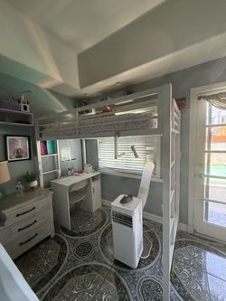 White Twin Metal Loft Bed