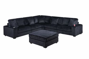 New corduroy sectional couch with ottoman