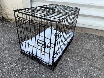 21” Black Metal Single Door Dog Cage Crate Kennel with Clean Bed! For dogs 5-10lbs  21x14x16in