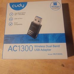 CUDY AC1300 DUAL BAND USB WIRELESS ADAPTER (Brand New)