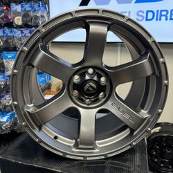 Set 4 Fuel D767 Rush 18x9 6x4.5 Matte Gun Metal Wheels 18" 20mm Rims