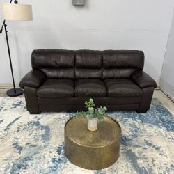 Dark Brown Leather 3-Seater Sofa