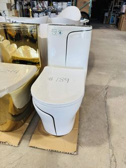 ‼️ High Efficiency Toilets in White and Black Color, soft close, with top flush bottom $189 each, many available  