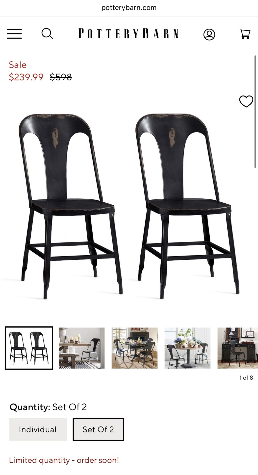 Pottery Barn Metal Chairs