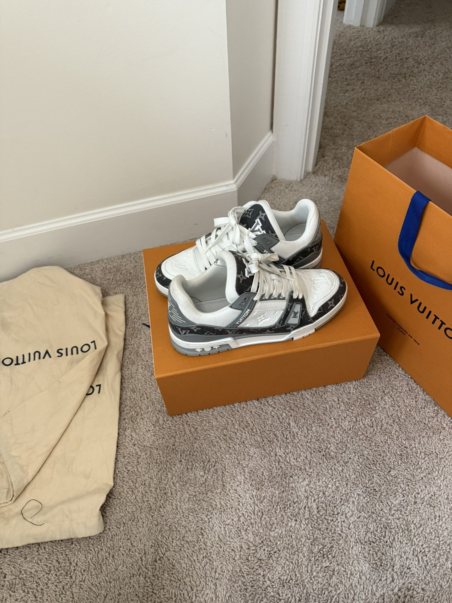 Louis Vuitton Trainers Denim Grey