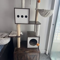 Cat Tree With Litter Box Enclosure (Litter Box Included) 