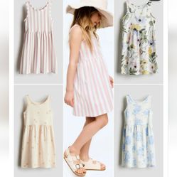 Bundle Of 2 Candy Cane GAP Kids Pink and White Striped Matching Dress Size 8&amp;10 