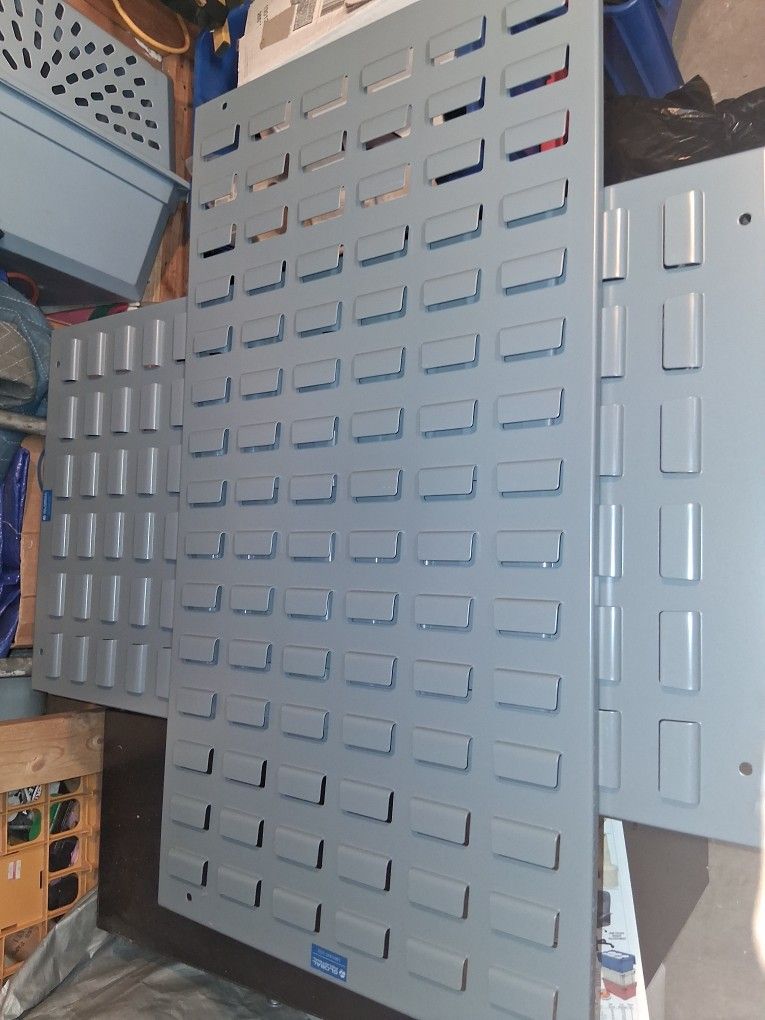 2 Pack Uline Wall Rack And Bins.