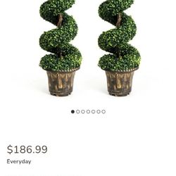 4ft Artificial Green Boxwood Spiral Tree Set