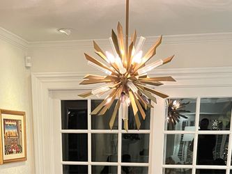 Arteriors Waldorf 8-Light Crystal Chandelier – Antique Brass
