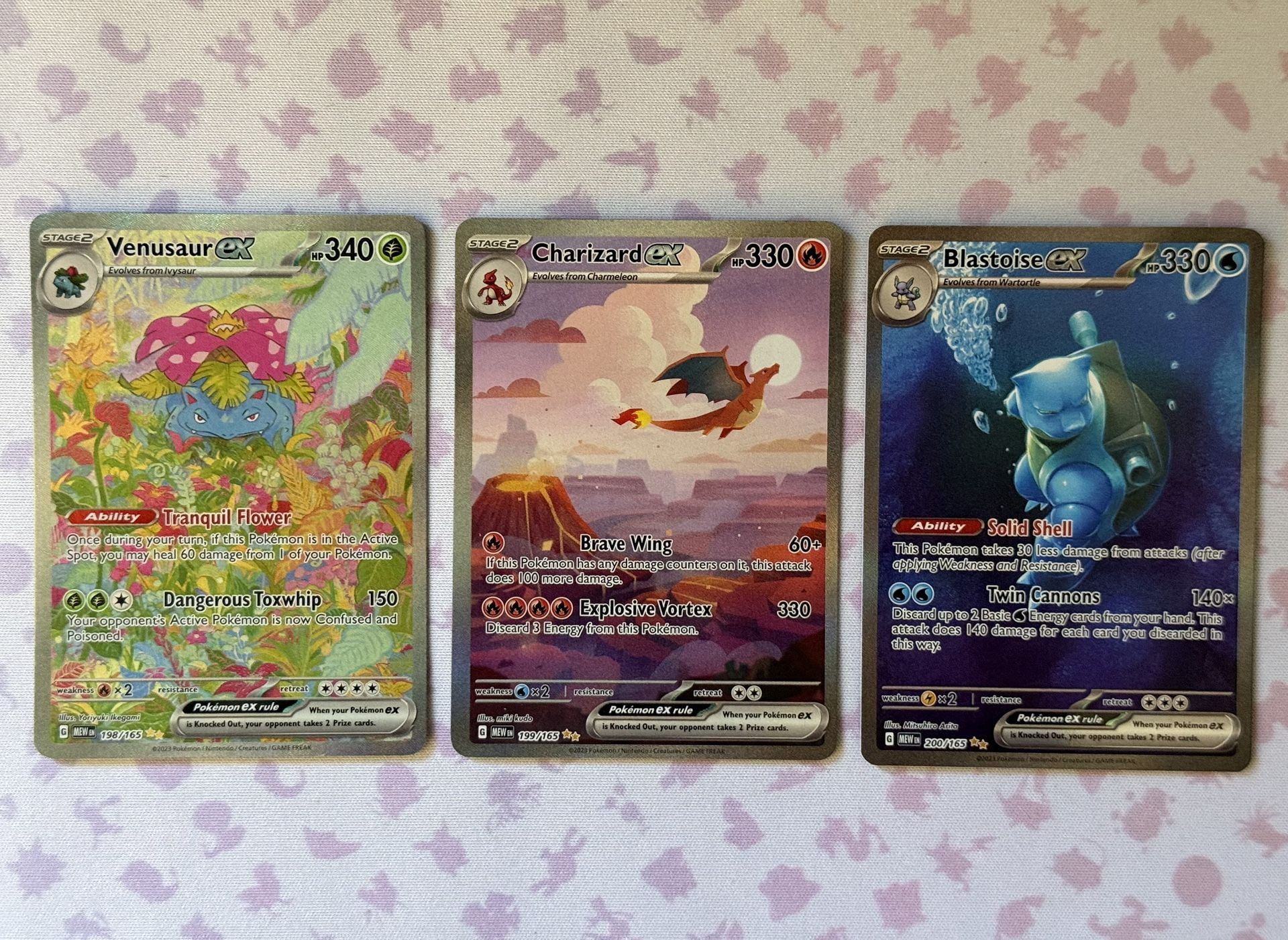 Pokemon 151 Big 3 Charizard Venusaur Blastoise EX SIR Full Art Holo NM