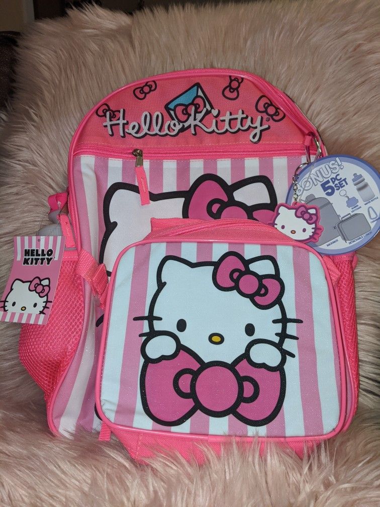 Hello Kitty 5 Pcs Backpack New