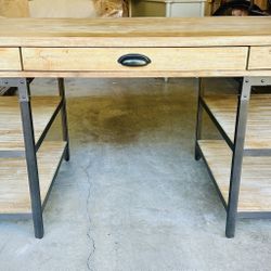 Wood and Metal Desk with Shelves