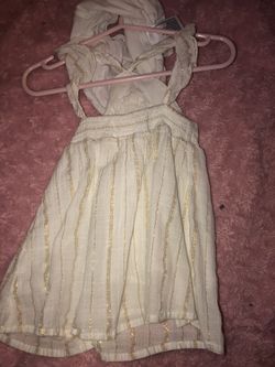 Baby girl gold and white summer dress with diaper cover 12 months