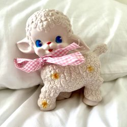 Vintage Style Rubber Lamb Cute Repro-1955 Sun Rubber Toy Decor