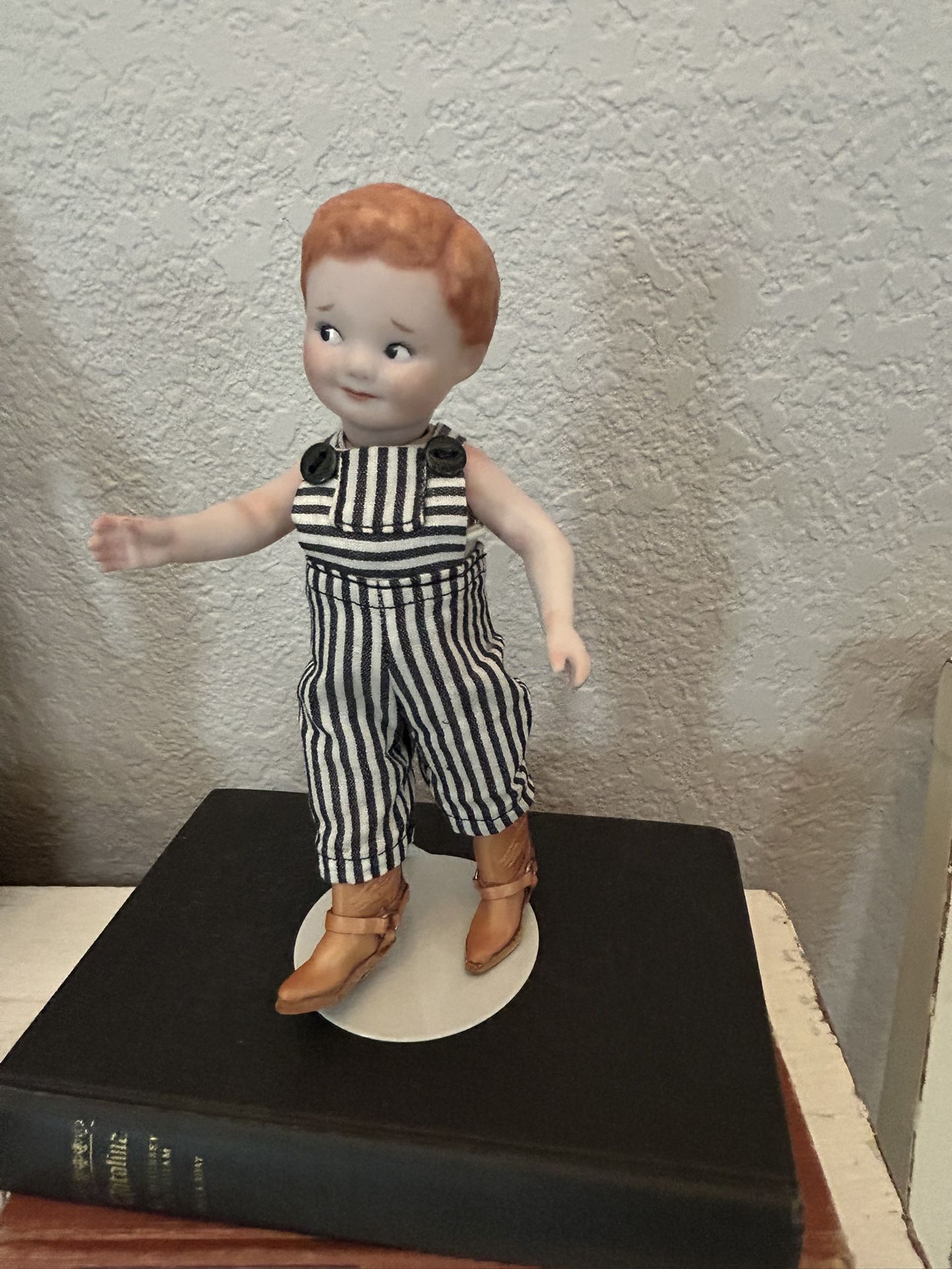 Vintage  Porcelain Boy Doll W/ Stand