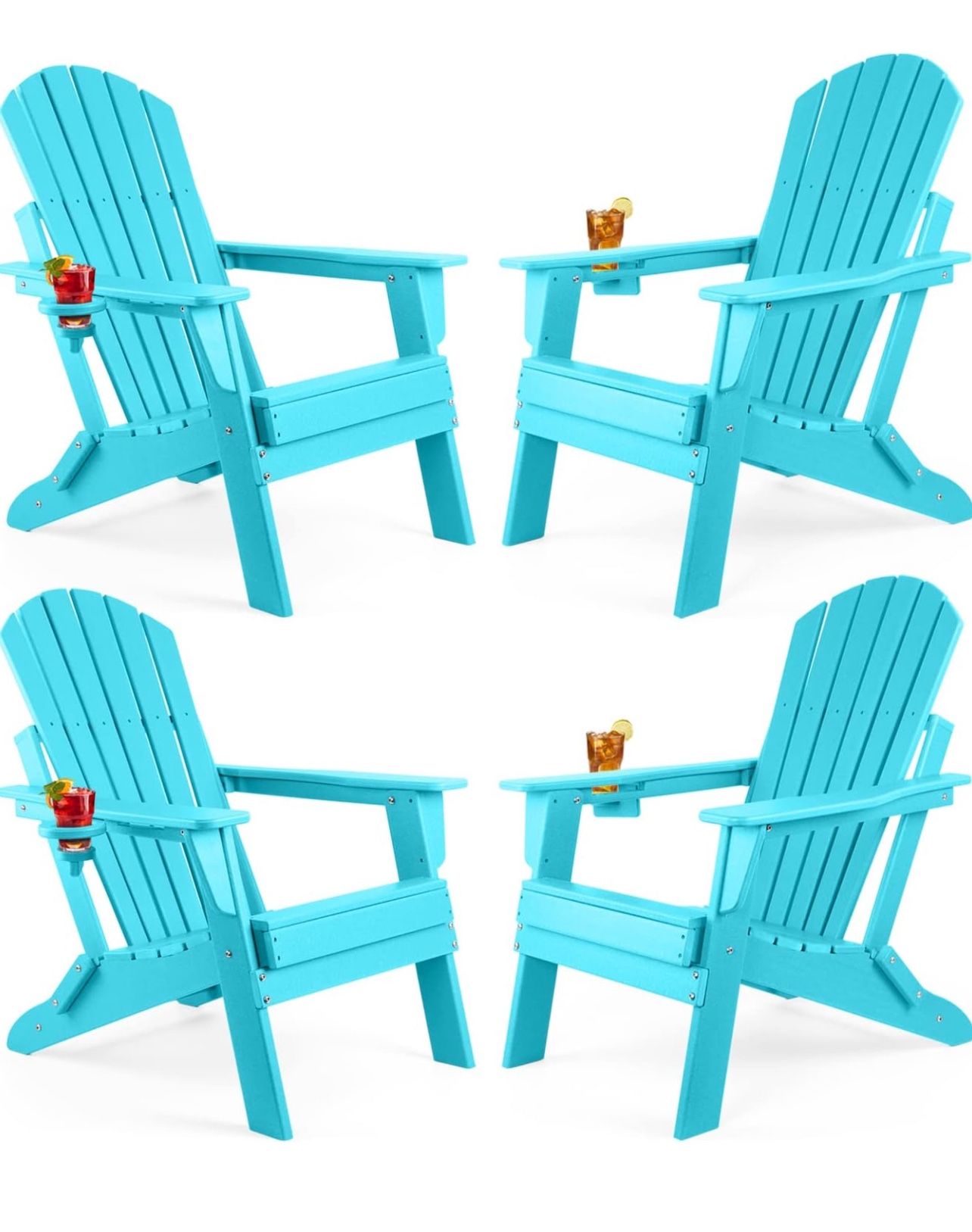 120 Folding Adirondack Chair Set of 4, Fire Pit Chairs, Plastic