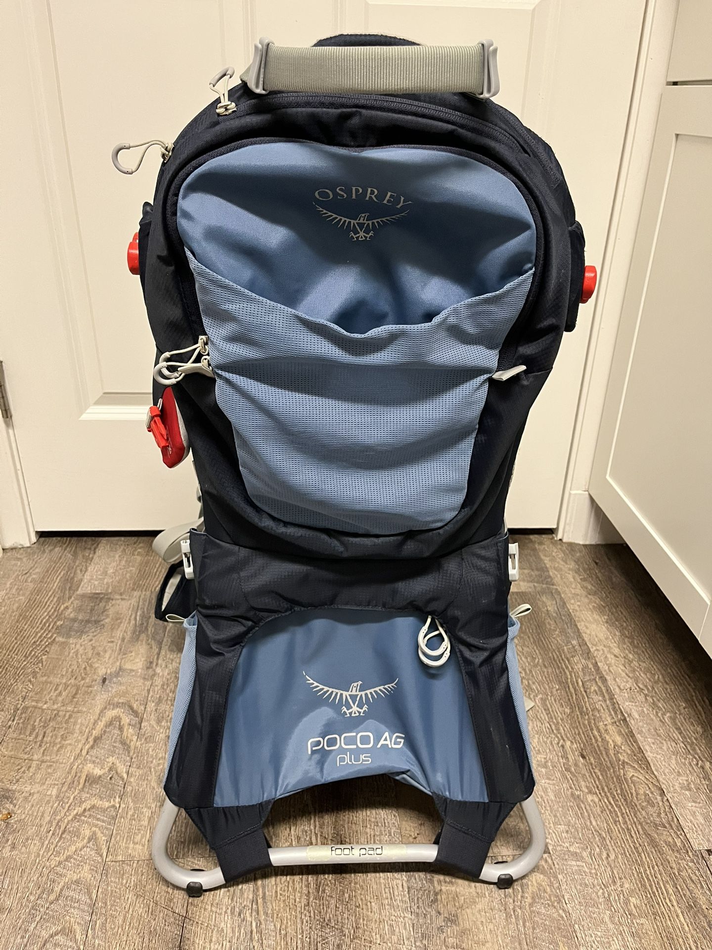 Blue Osprey Poco AG Plus Hiking/backpacking Kids Carrier With Sun Shade