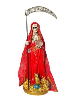 Santa Muerte Vestimenta Roja  De Velo 14"
