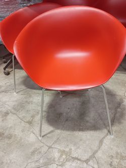 Red Shell Chair with Chrome Legs