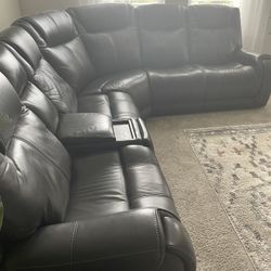 Leather electric recliner, circular couch