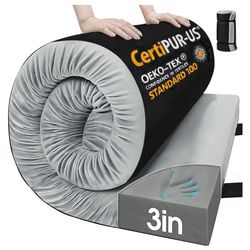 CYMULA Memory Foam Camping Mattress Pad,3inch Sleeping Pad for Camping,Non-Slip Bottom Floor Cot Car Mattress Bed with Retaining Portable Roll up Matt