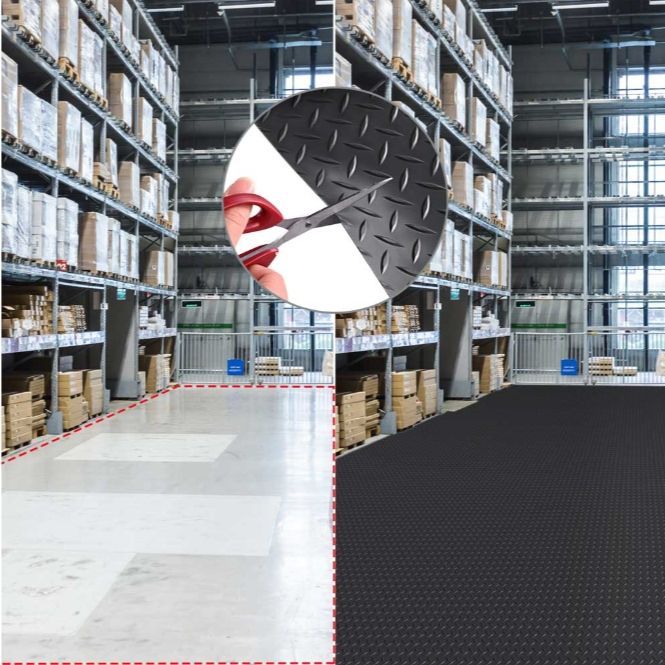 Garage Floor Mat Vinyl Roll in Diamond Design (Color: Black) Home Business Equipment