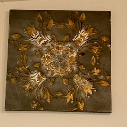Gold And Grey Floral Painting