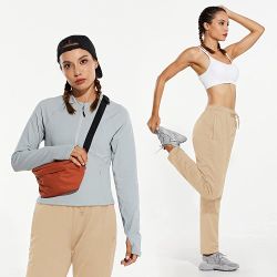 Women's Fleece Lined Pants Sweatpants Warm Zipper Pockets