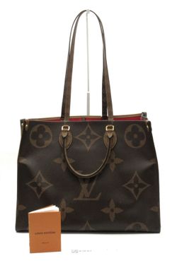 Louis Vuitton Onthego GM Monogram Giant Reverse Tote Bag M44576 Red Interior