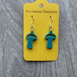 Teal Mushroom - Earrings (Style 2)